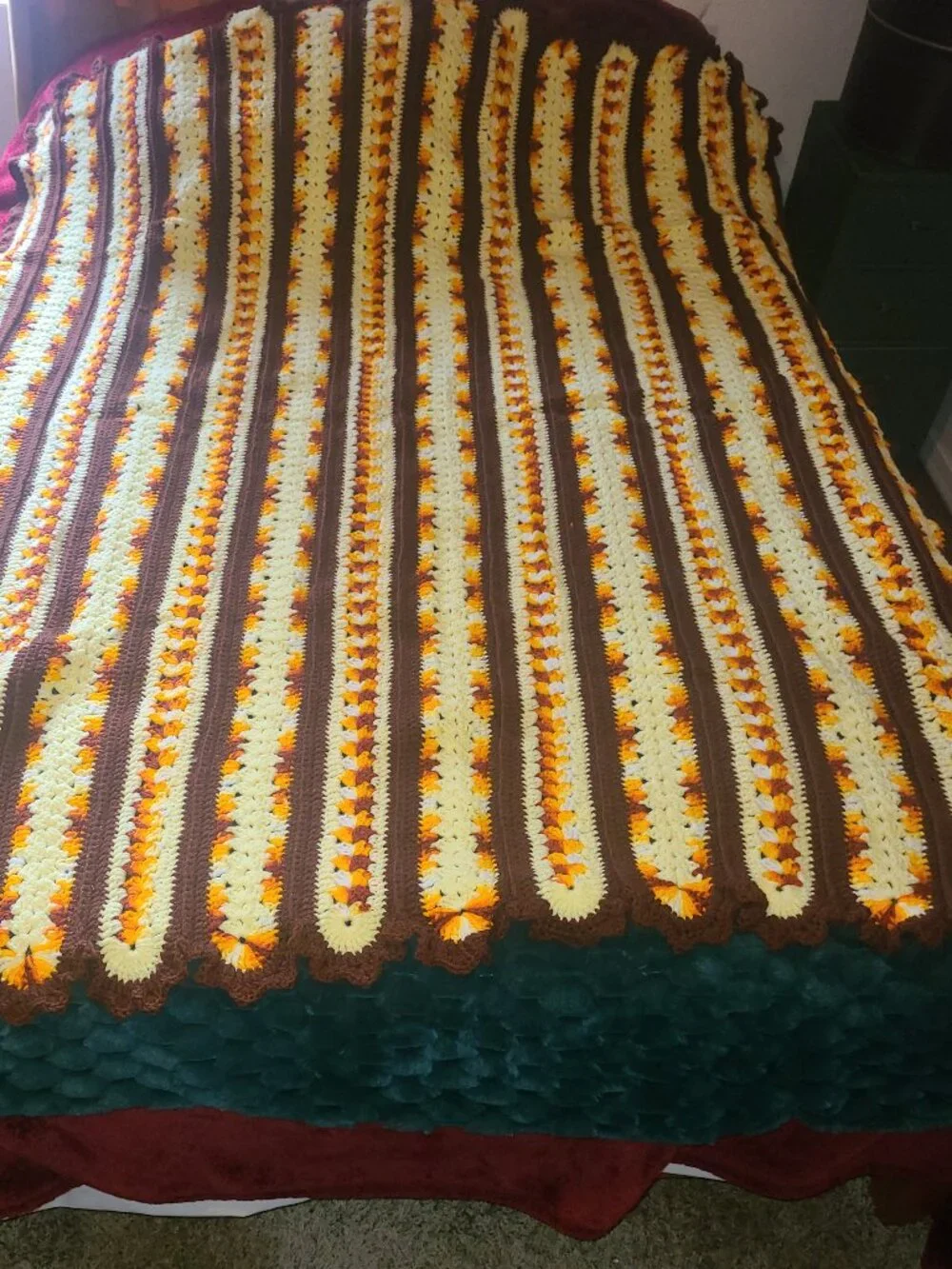 VTG 70's NEW Crochet Afghan Blanket Throw 68